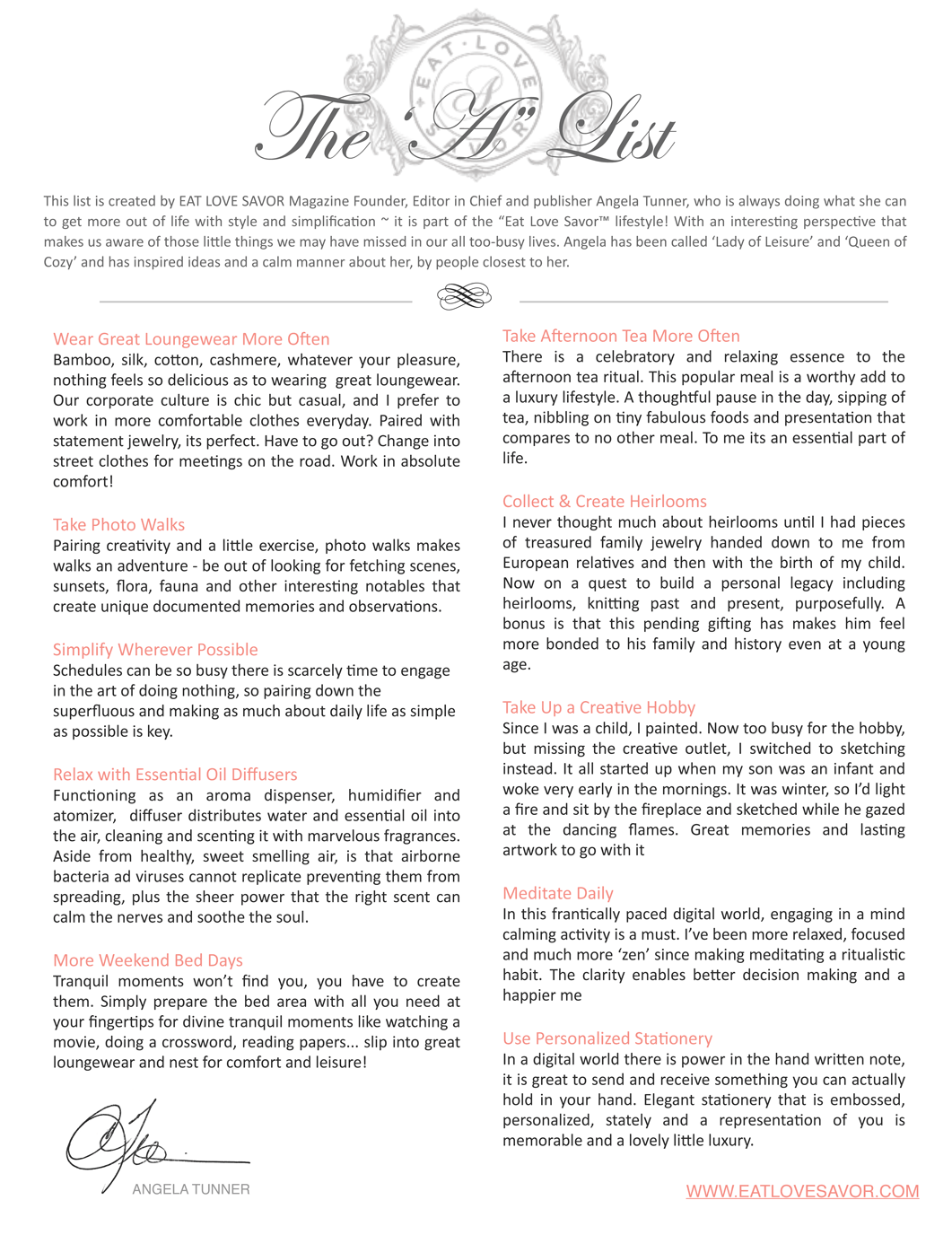 the a list 2016 spring 1 The "A List" Everyday Luxury Living and Lounging - EAT LOVE SAVOR International Luxury Lifestyle Magazine