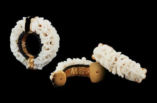 Alexandra Mor Carved Subang Tagua Seed and Black wood Hoop earrings 1 AMEAR TAGOOL A Alexandra Mor Debuts First Of It's Kind Sustainable Haute Joaillerie - Tagua Seeds Capsule Jewelry Collection - EAT LOVE SAVOR International Luxury Lifestyle Magazine